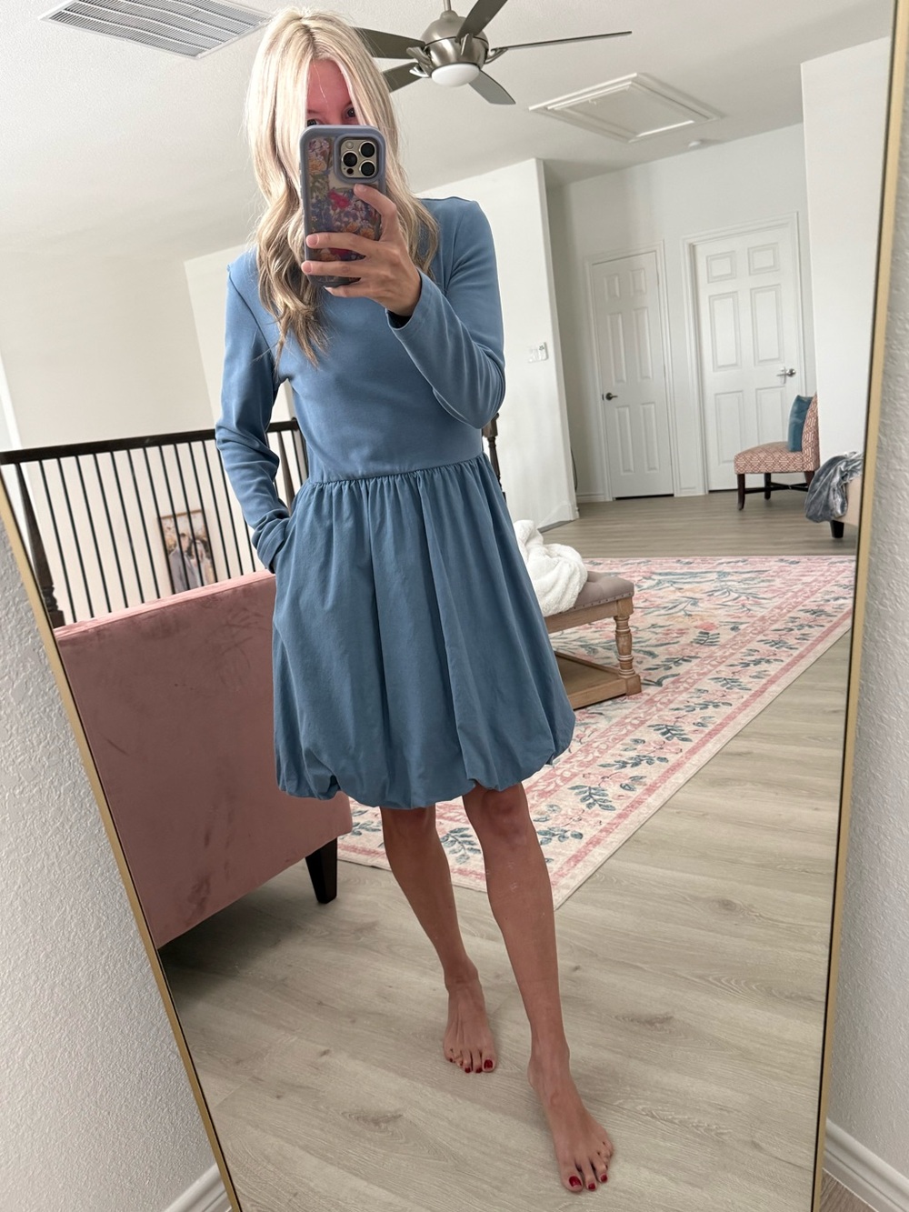 Bubble hem dress small long sleeves